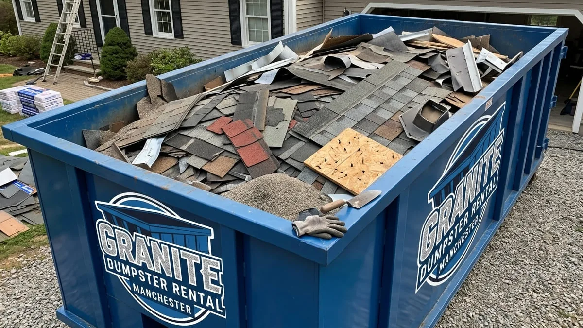 Roofing Dumpster Rental in Manchester, NH — Granite Dumpster Rental Manchester Roofing Dumpster Rental in Manchester, NH — Granite Dumpster Rental Manchester